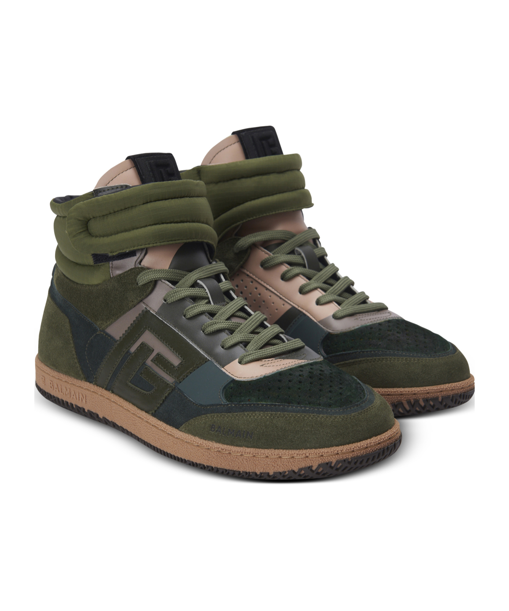 Shop Balmain Swan Mid-top Trainers In Calfskin And Suede In Black