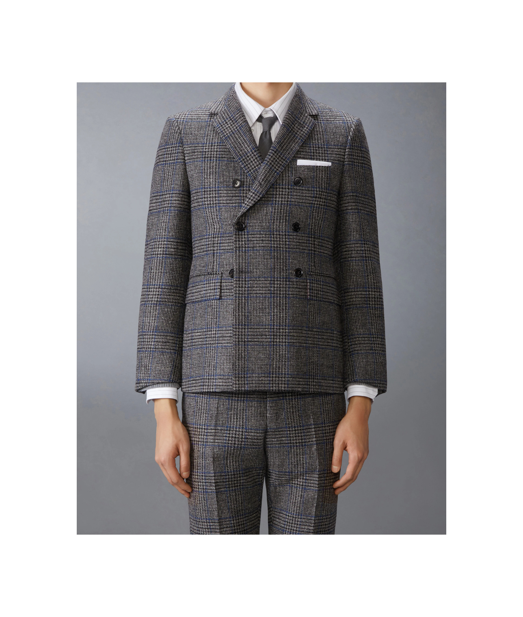 Thom Browne Gray Prince Of Wales Hunting Tweed Blazer In Multi