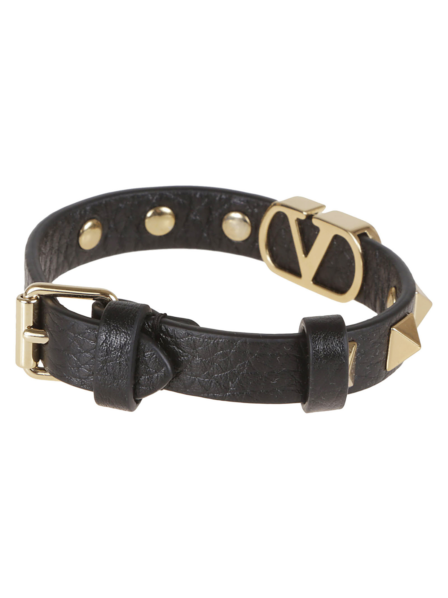 Valentino Rivet Design Bracelet In Black