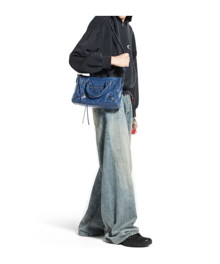 Balenciaga Le City Small Shoulder Bag In Mineral Blue