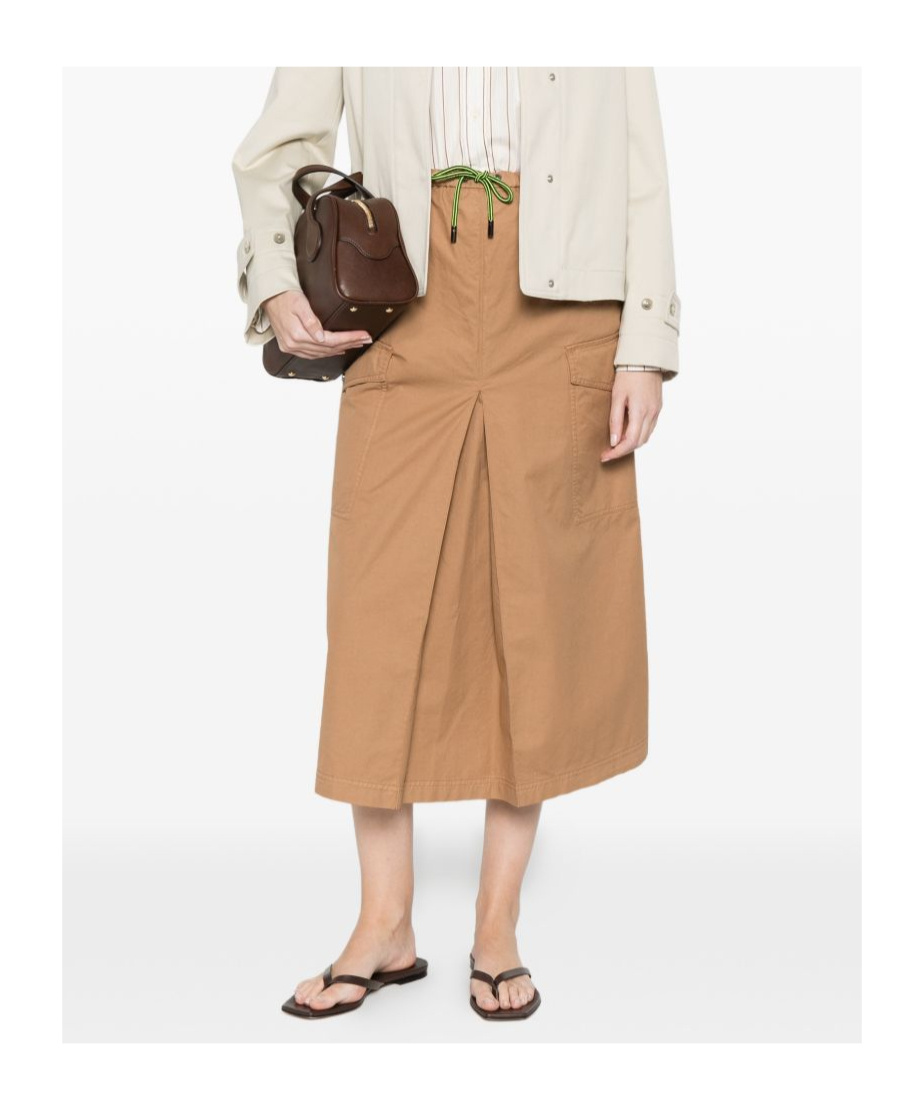 Herno Gonna Midi In Cotone Beige Con Tasche In Brown