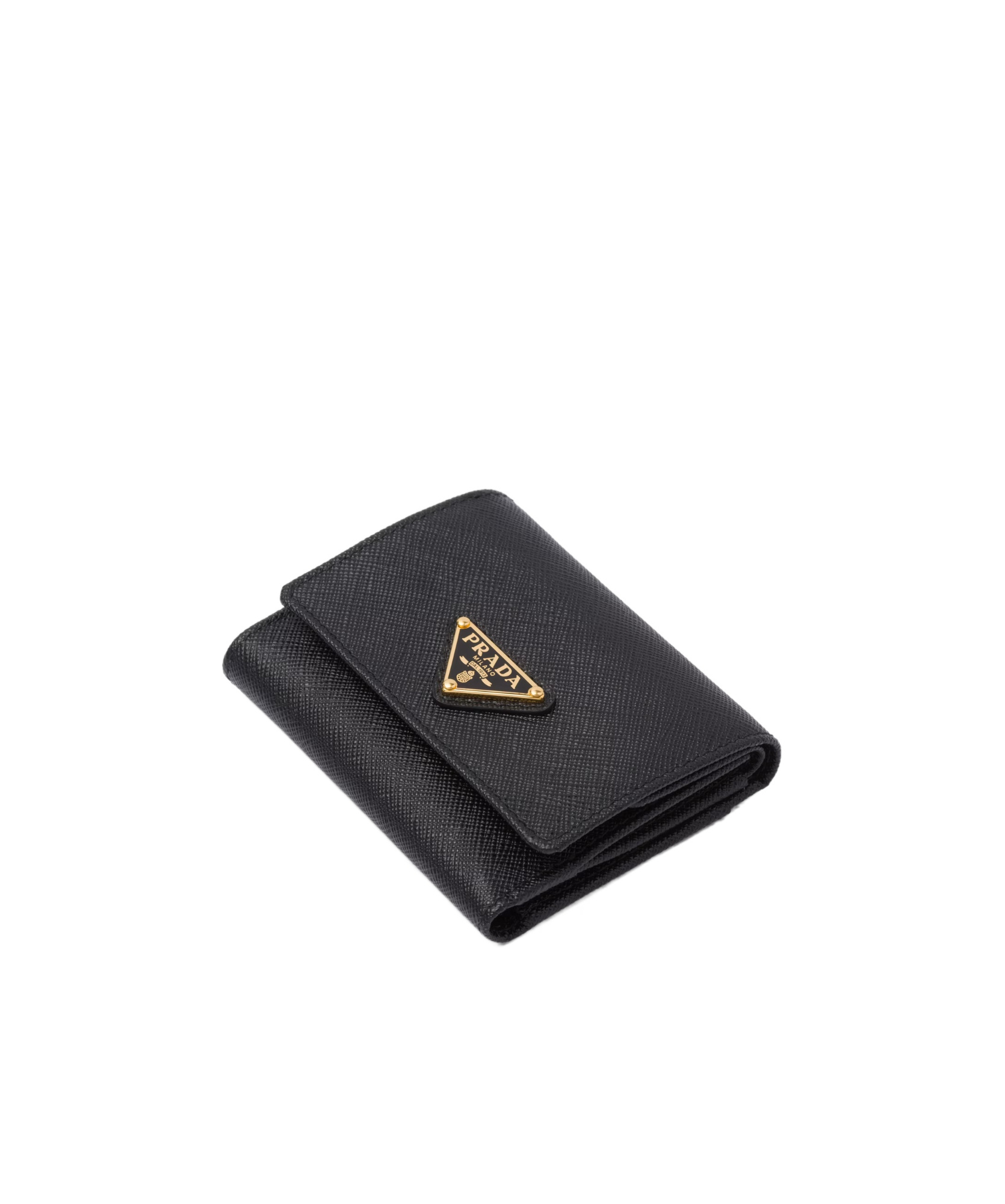 Prada Saffiano Leather Card Holder In Black