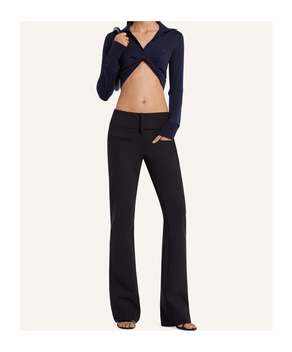 Courrèges Wool Crop Polo Shirt In Black