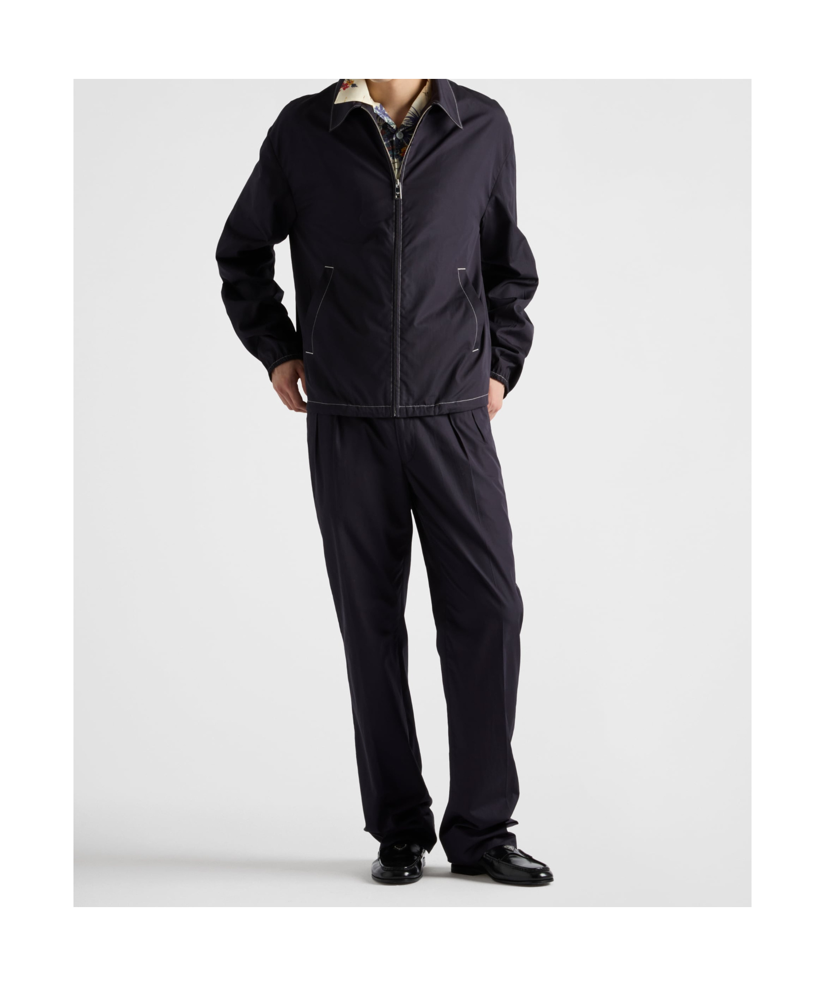 Prada Men's Pleated Twill Pants In Blue