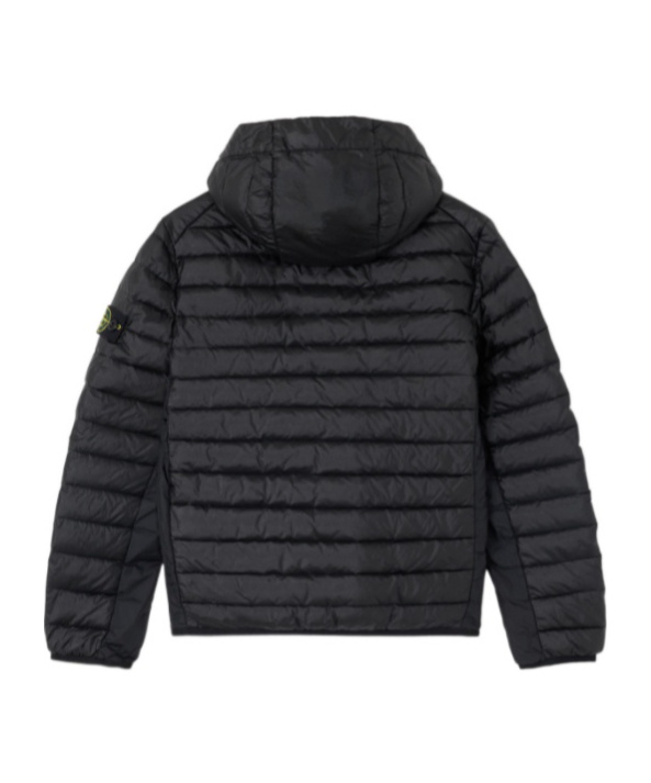 Stone Island Hooded Quilted Jacket In Black