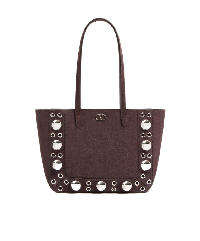 Valentino Nellcote Studded Suede Mini Tote Bag In Black