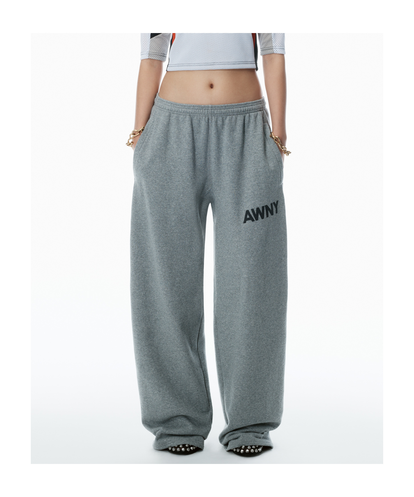Alexander Wang T Logo-detailed Oversize Sweatpants In Grey