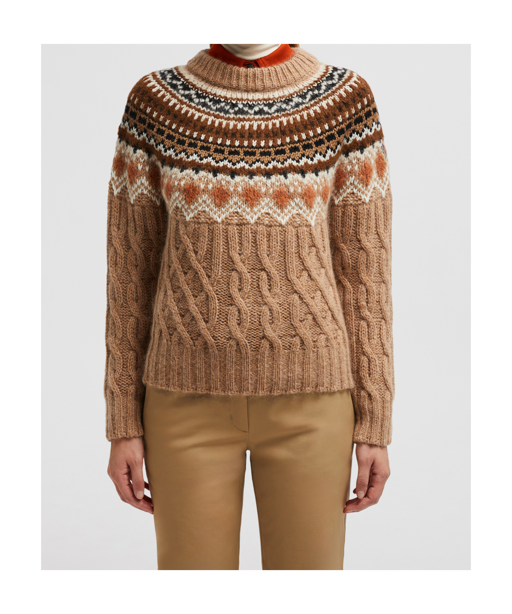 Moncler Crew Neck Sweater In Brown