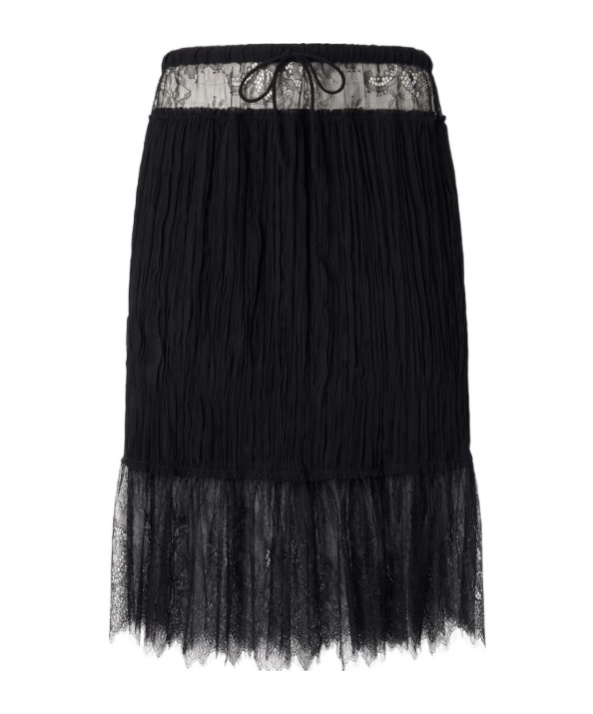 Pinko Gathered Knee-length Skirt With Lace In Black