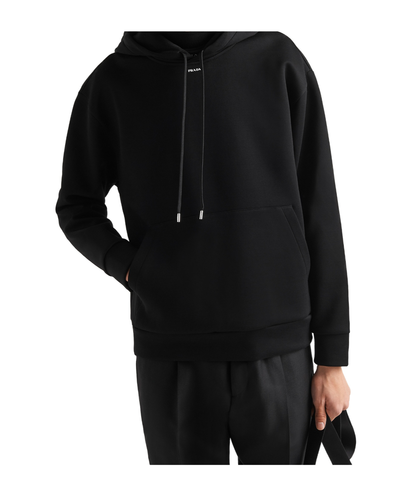 Prada Black Cotton Blend Sweatshirt In Black