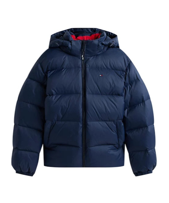 Tommy Hilfiger Water Repellent Down Hooded Jacket In Blue