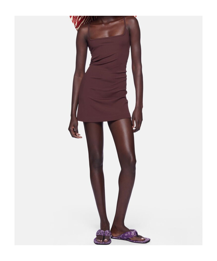 Shop Attico Mini Dress In Dark Brown
