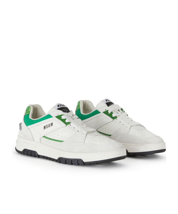 Msgm Panelled Leather Sneakers In White