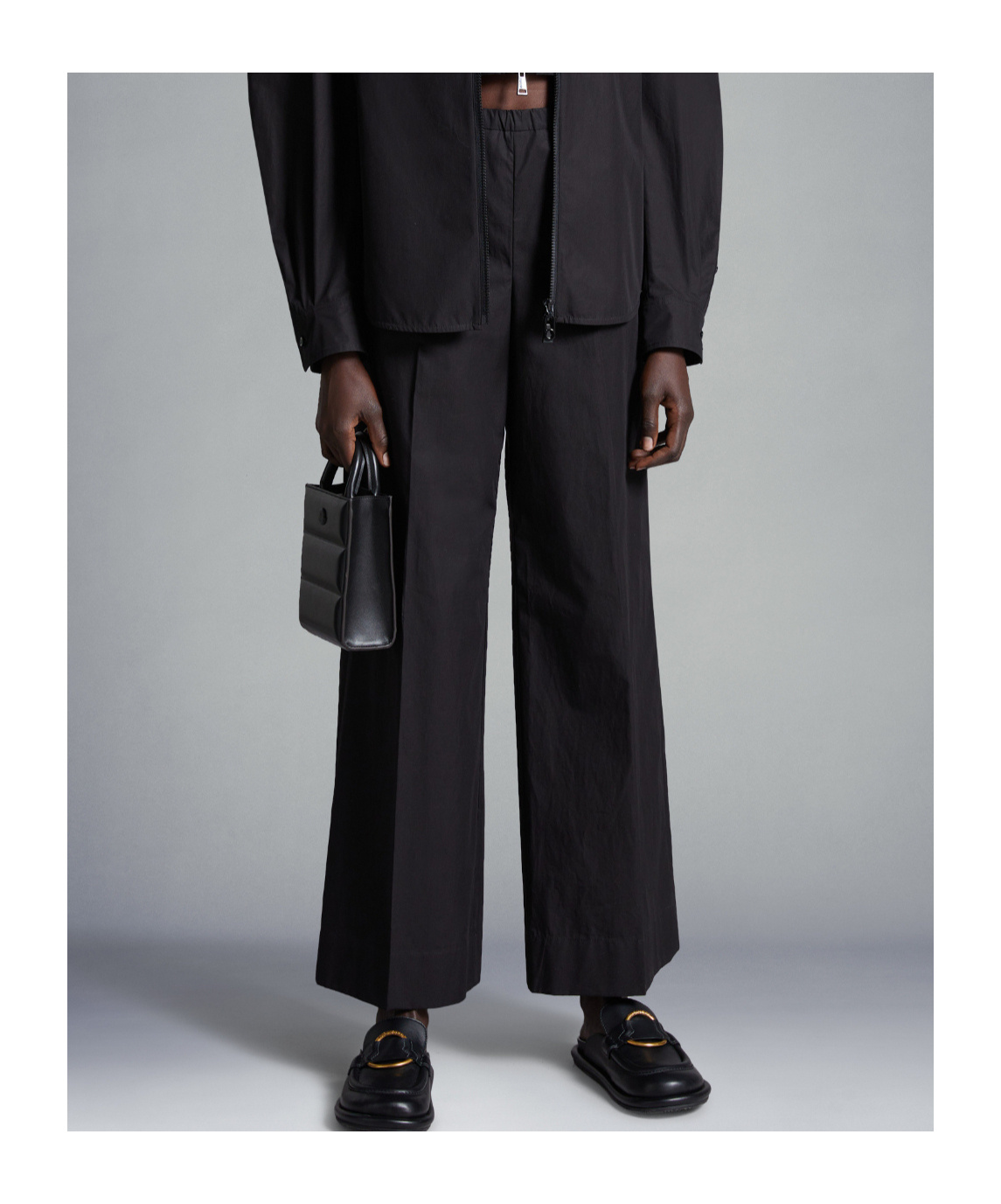 Moncler Cotton Palazzo Pants In Black