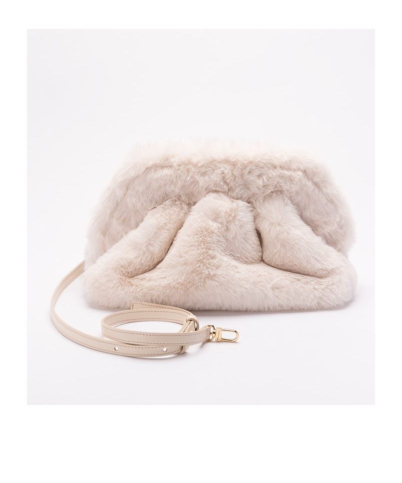 Themoirè Borsa A Tracolla Tia Fur Shell In Nude