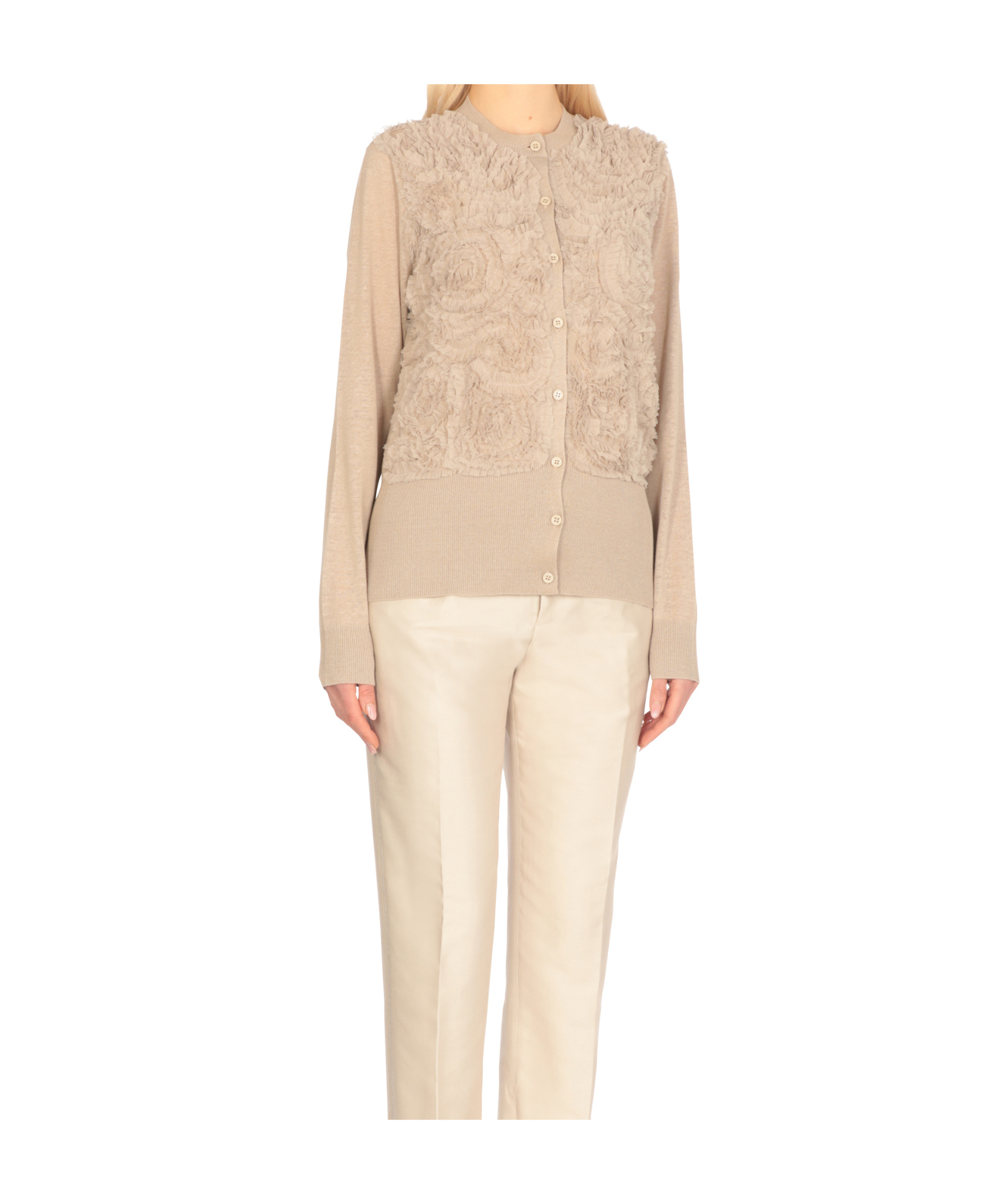 Fabiana Filippi Beige Linen And Cotton Cardigan