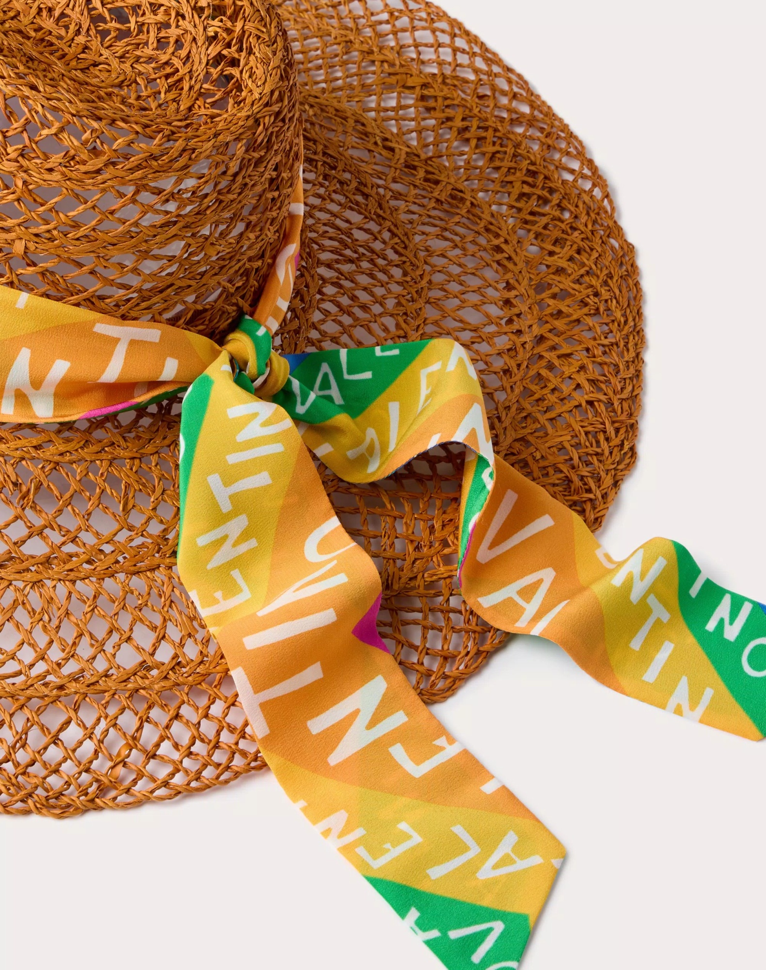 Valentino Scarf-detailed Wide-brim Sun Hat In Multi-color
