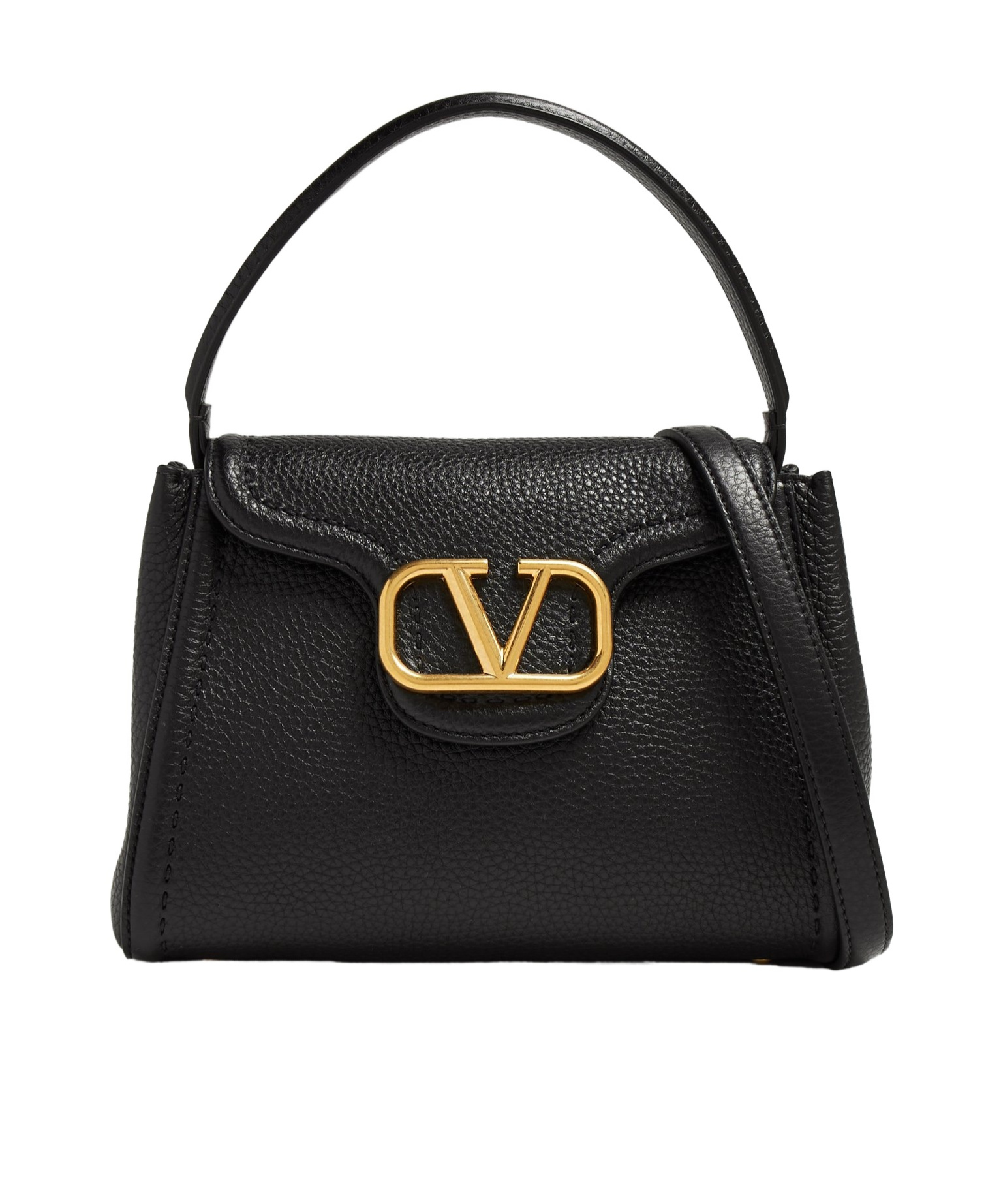 Valentino Elegant Mini Top Handle Handbag With Gold-tone Details In Black