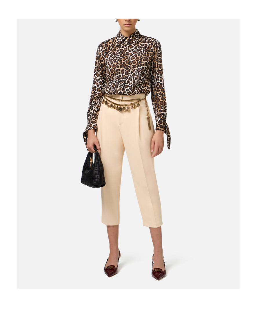 Elisabetta Franchi Leopard-print Georgette Shirt In Black