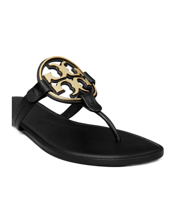 Tory Burch Miller Logo Thong Sandals In Black