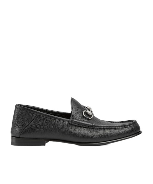 Gucci Men's Horsebit 1953 Grained Leather Bit Loafers In Black