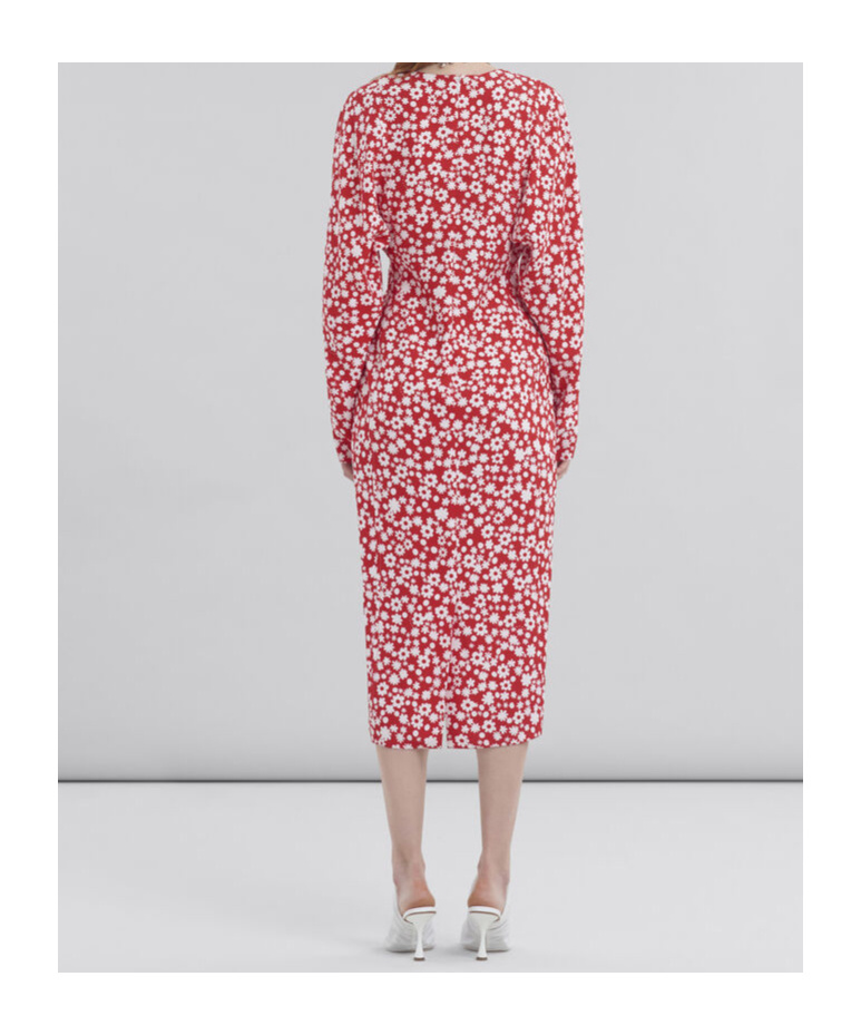 Marni Midikleid Mit Blumen-print In Pink