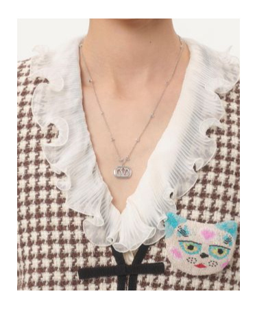 Valentino Logo Necklace In Gray