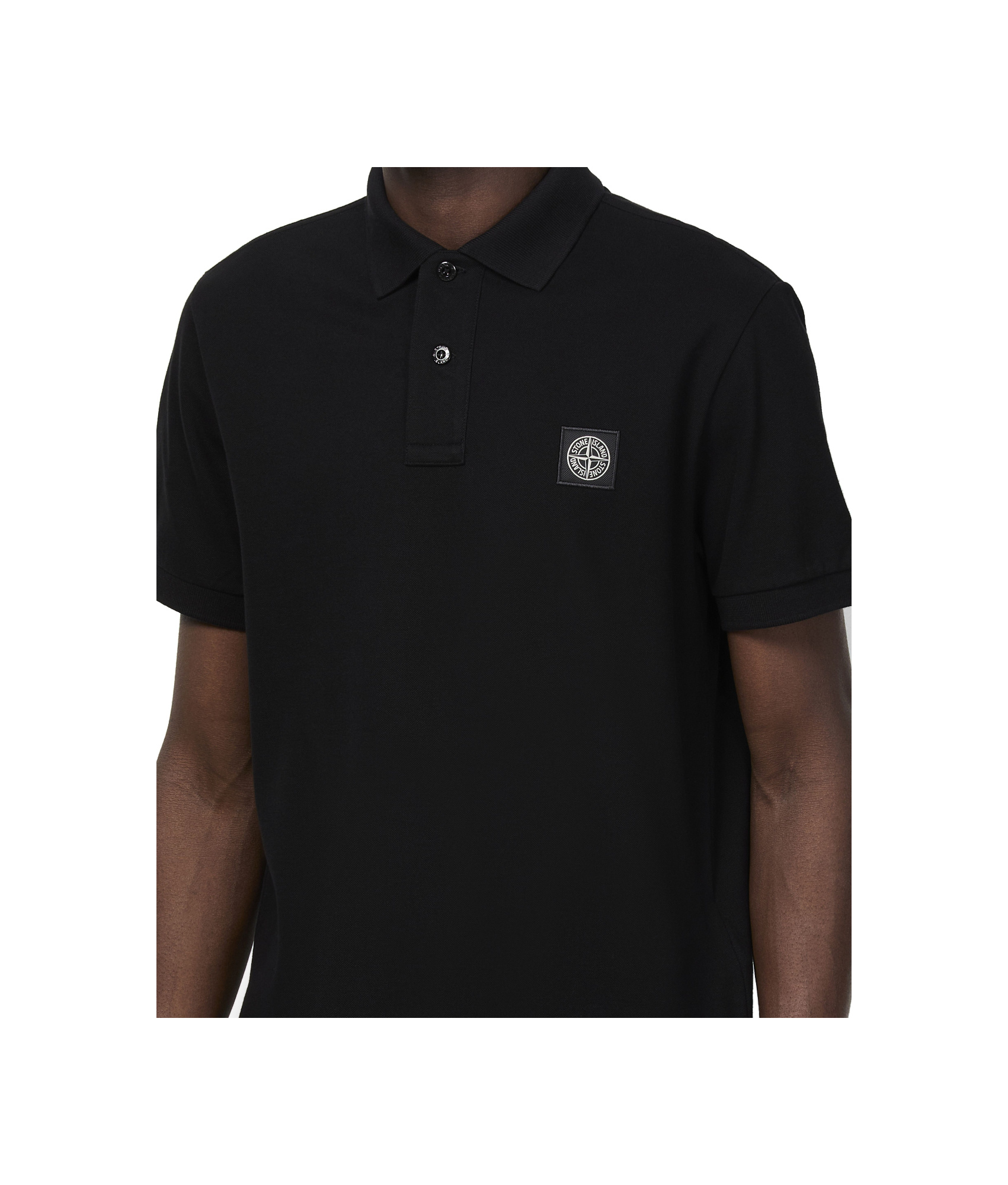 Shop Stone Island Logo Polo In Black