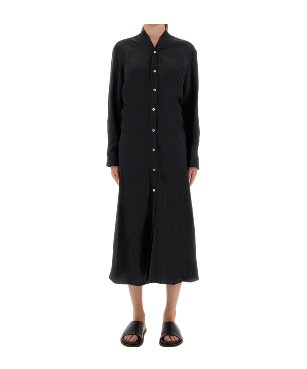 Studio Nicholson Long Sleeve Midi Length Dress In Black