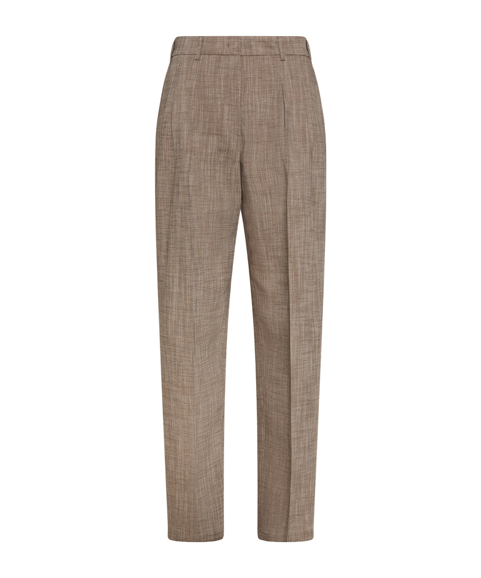 Seventy Long Double Pleated Trousers In Slub Linen Blend