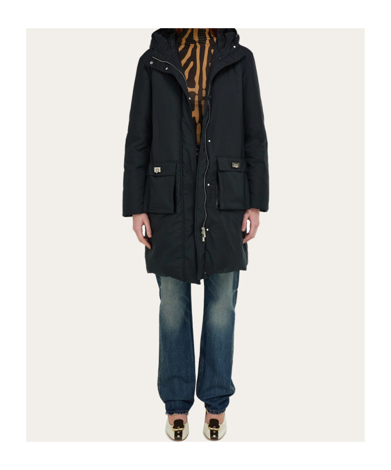 Ferragamo Padded Parka Jacket In Black
