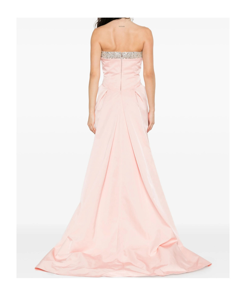 Alexander Mcqueen Off-the-shoulder Embellished Neckline Tiered Skirt In Pink
