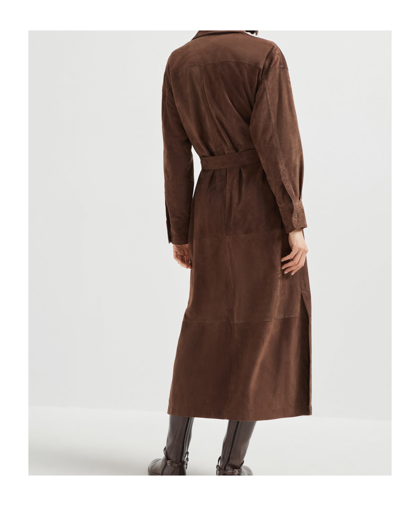 Brunello Cucinelli Women Suede Shirt Dress With Necklace In Multi