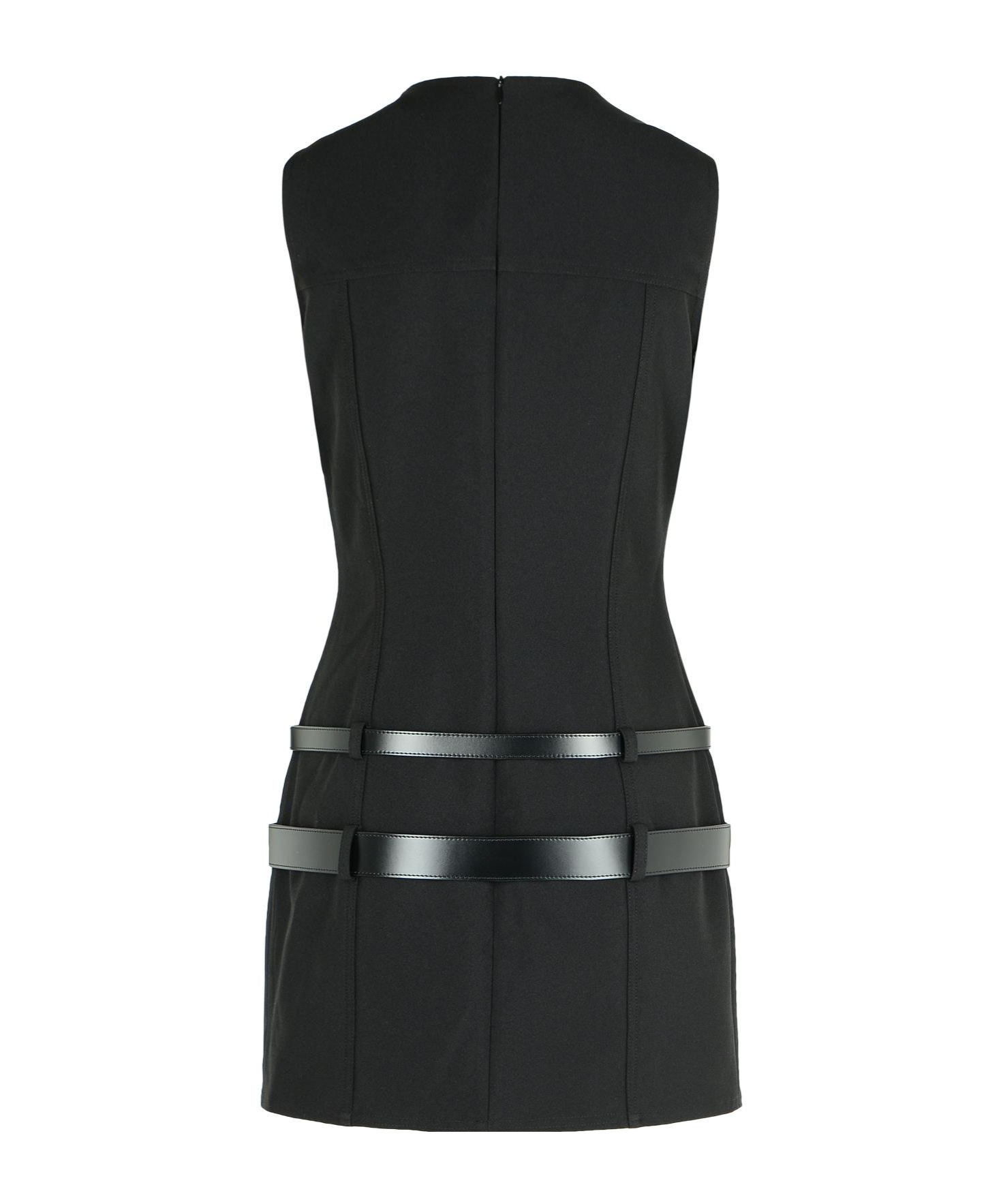 Coperni Black Sleeveless Mini Dress With Two Adjustable Belts On The Front In Tech Fabric Woman In Black