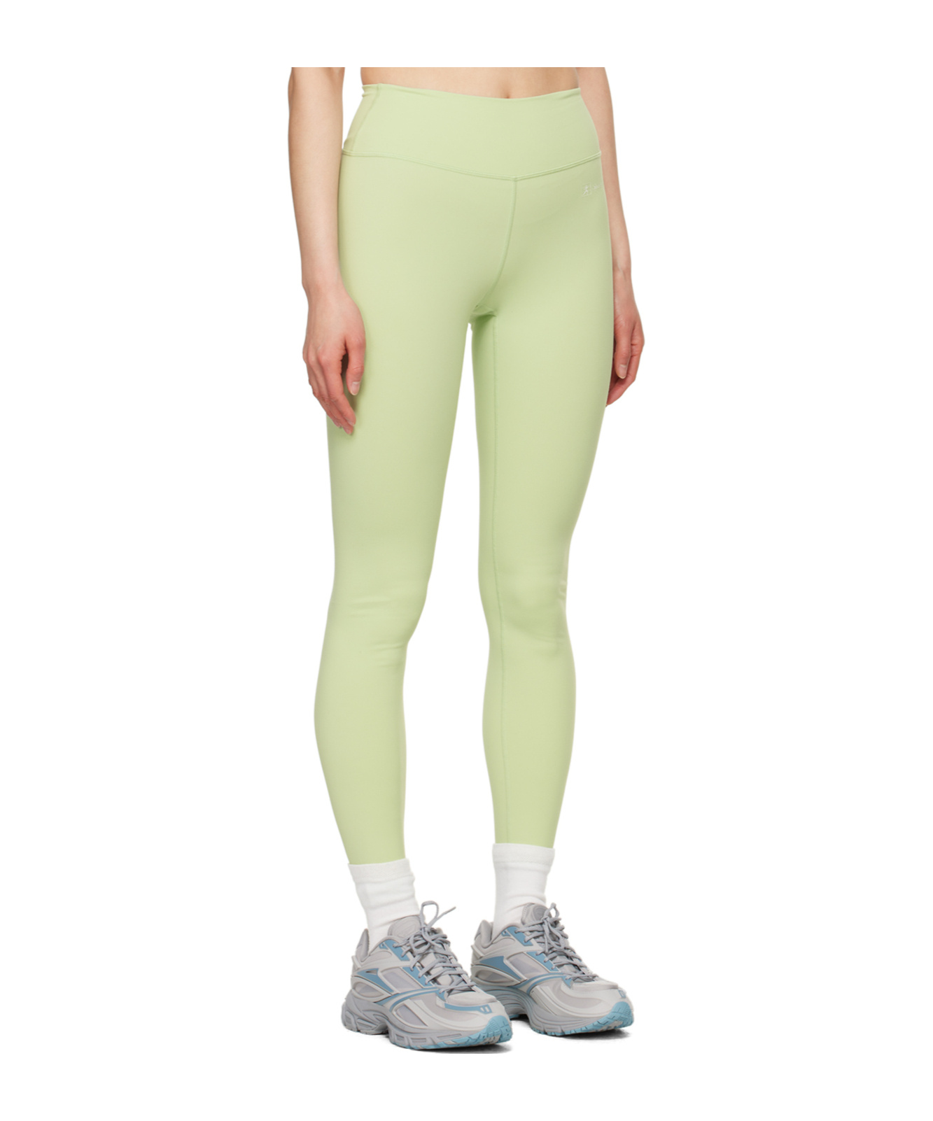 Sporty And Rich Runner Script Logo-print Leggings In Yellow