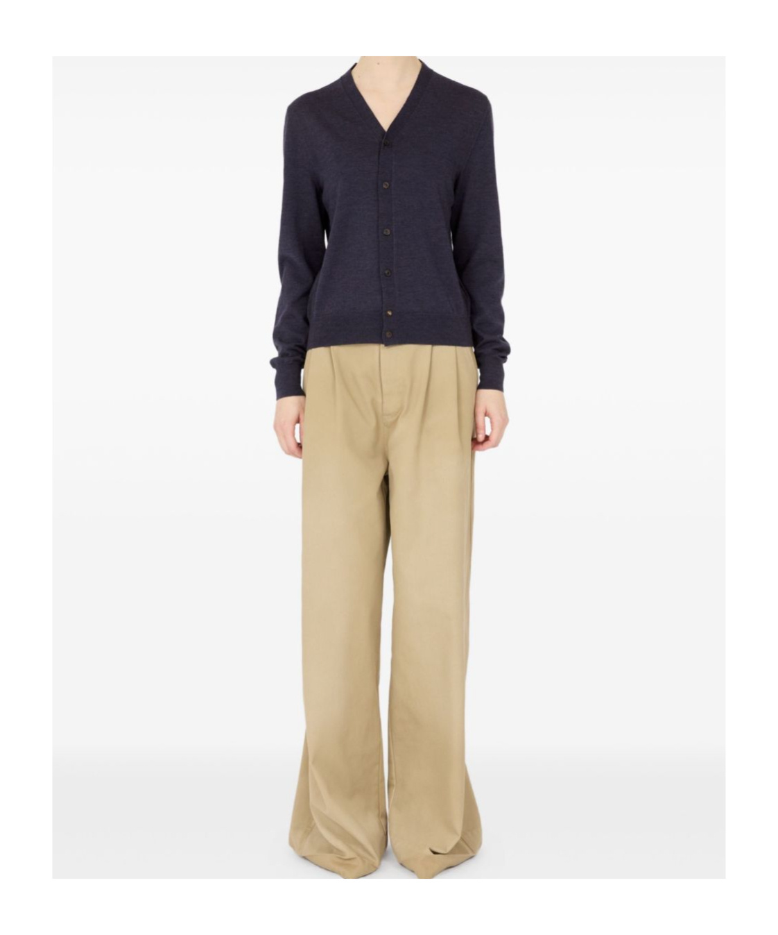 Maison Margiela Ribbed Trim V-neck Cardigan With Long Sleeves In Black