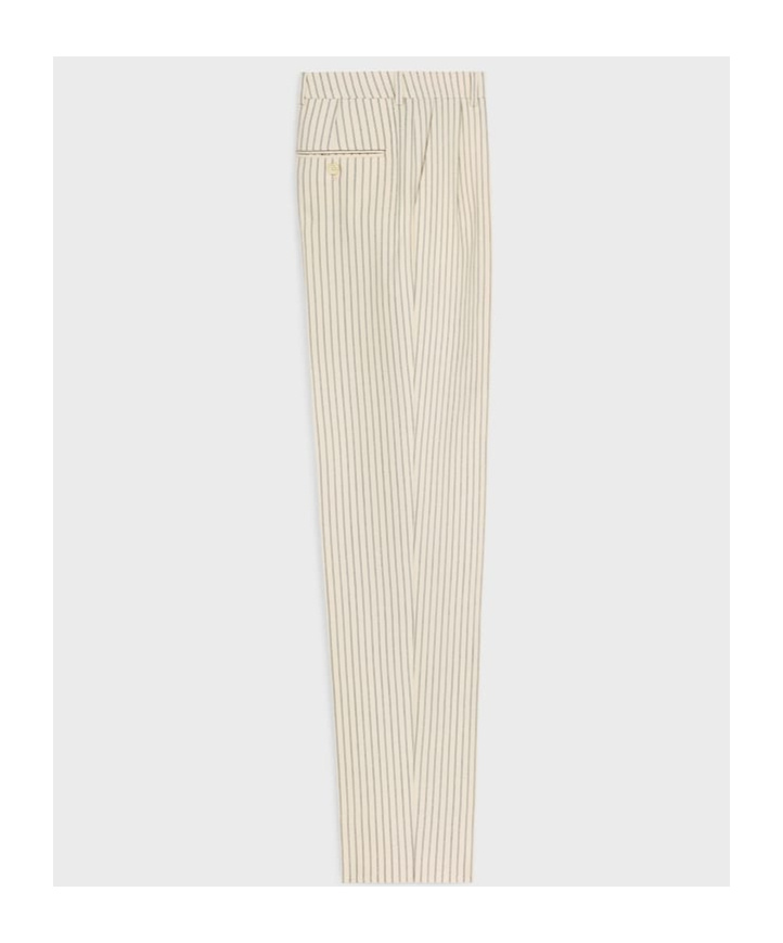 Celine Keith Striped Wool Gabardine Pants In Nude