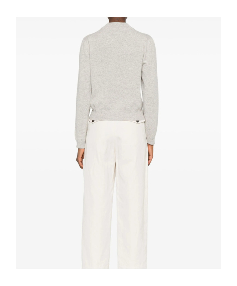 Brunello Cucinelli Cashmere Crewneck Sweater Pocket Detail In Nude