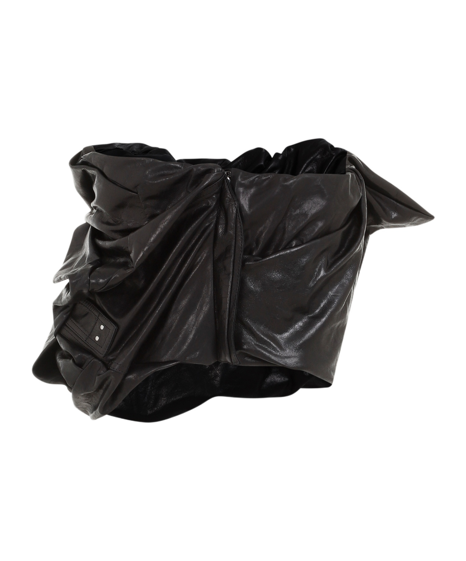 Rick Owens Black Draper Bustier Calf Leather Top In Black