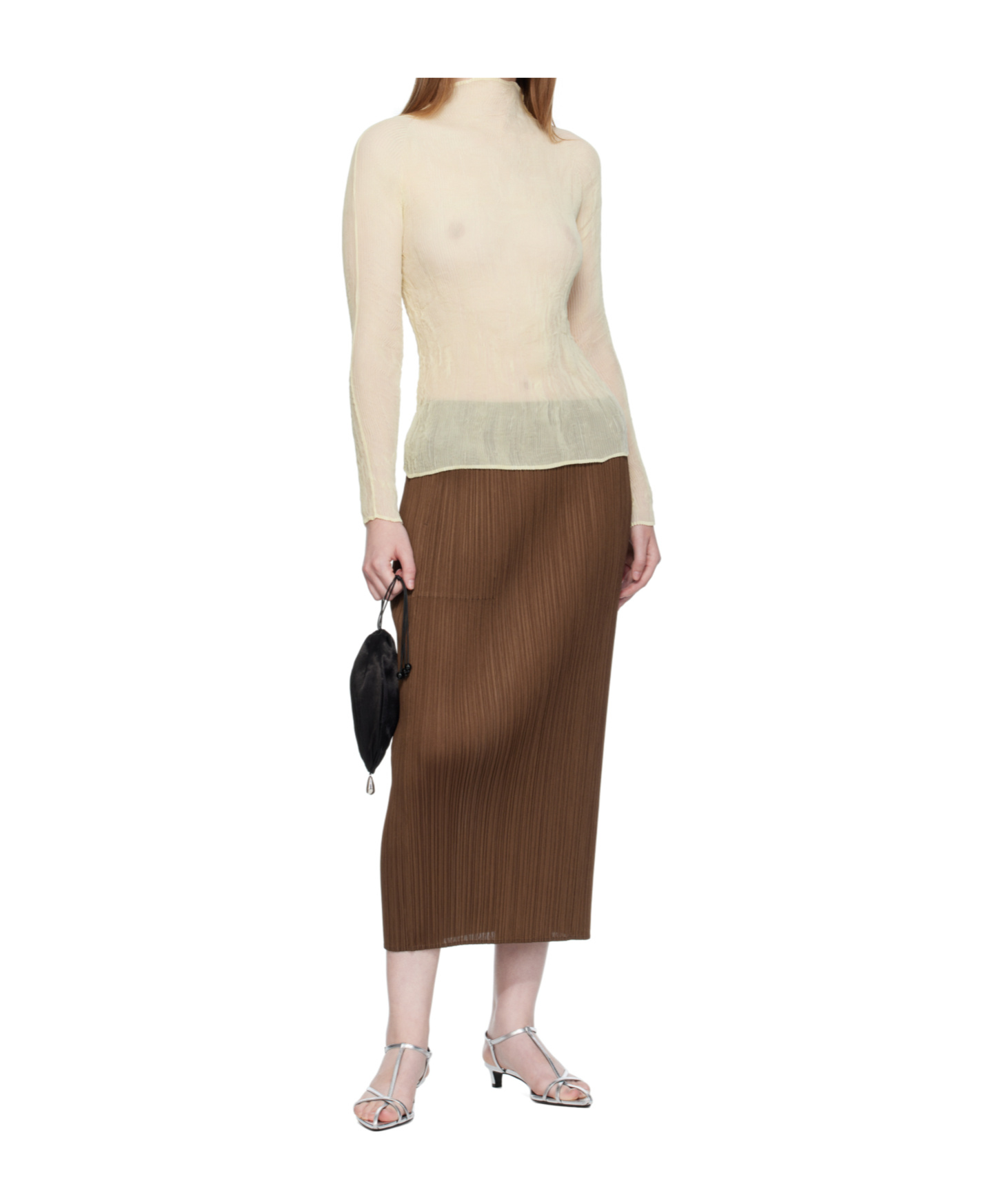 Issey Miyake Brown New Colorful Basics 4 Midi Skirt In Brown