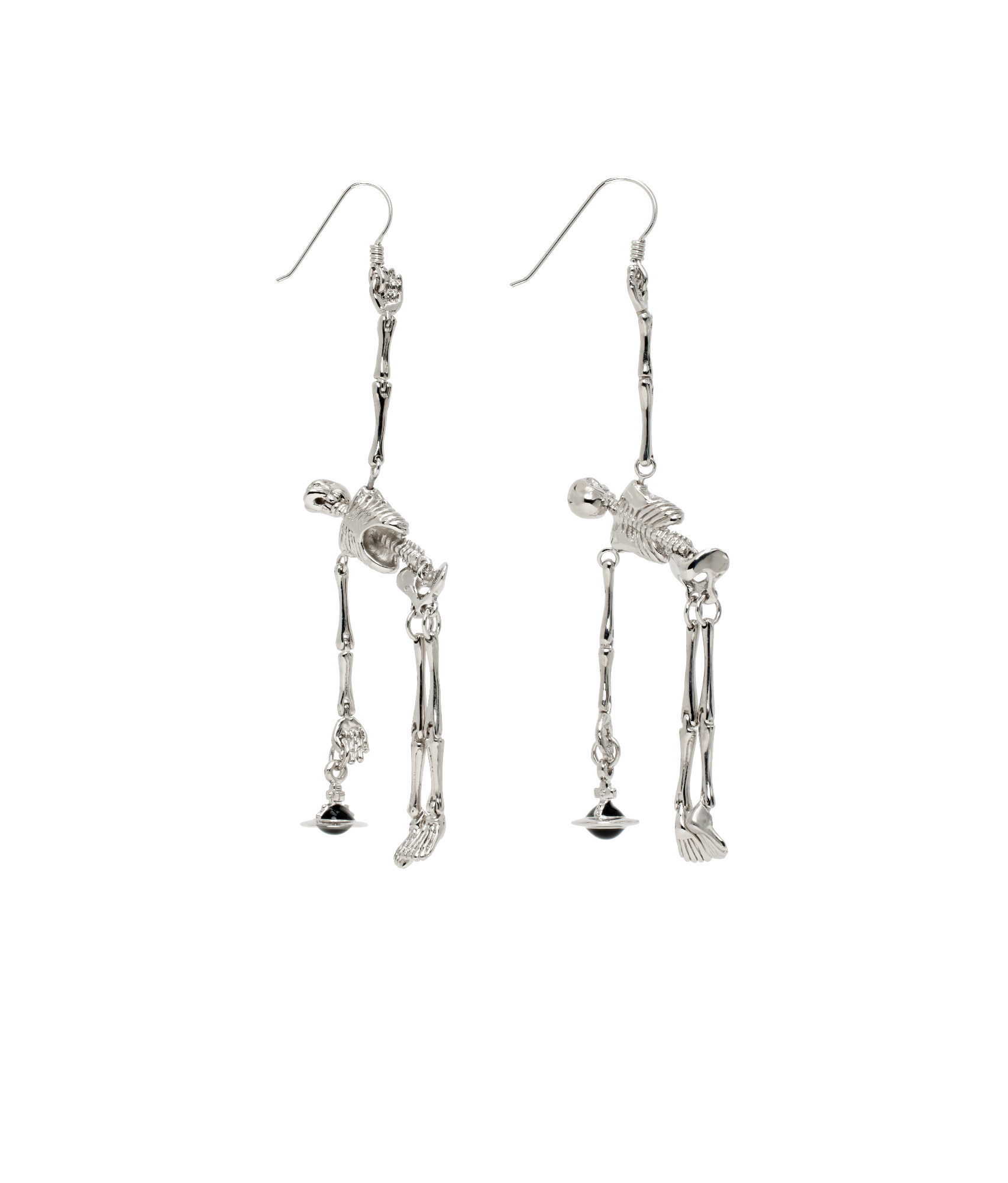 Vivienne Westwood Skeleton Earrings Silver Brass Unisex In Gray