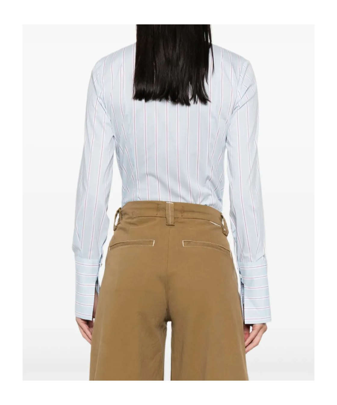 Patrizia Pepe Light Blue Striped Button-down Body Shirt In Blue
