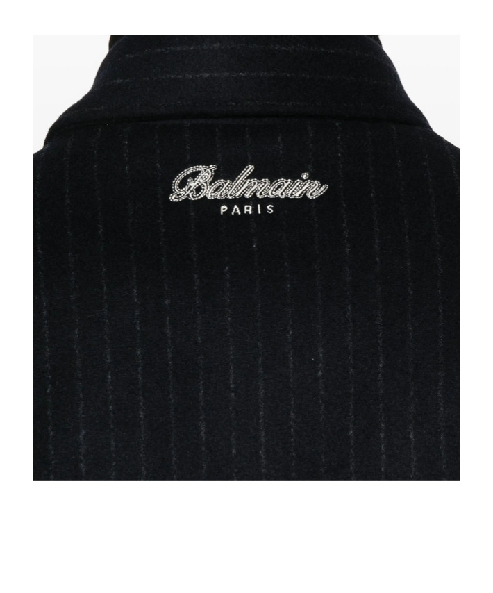 Balmain Pinstripe-print Panelled Bomber Jacket In Black