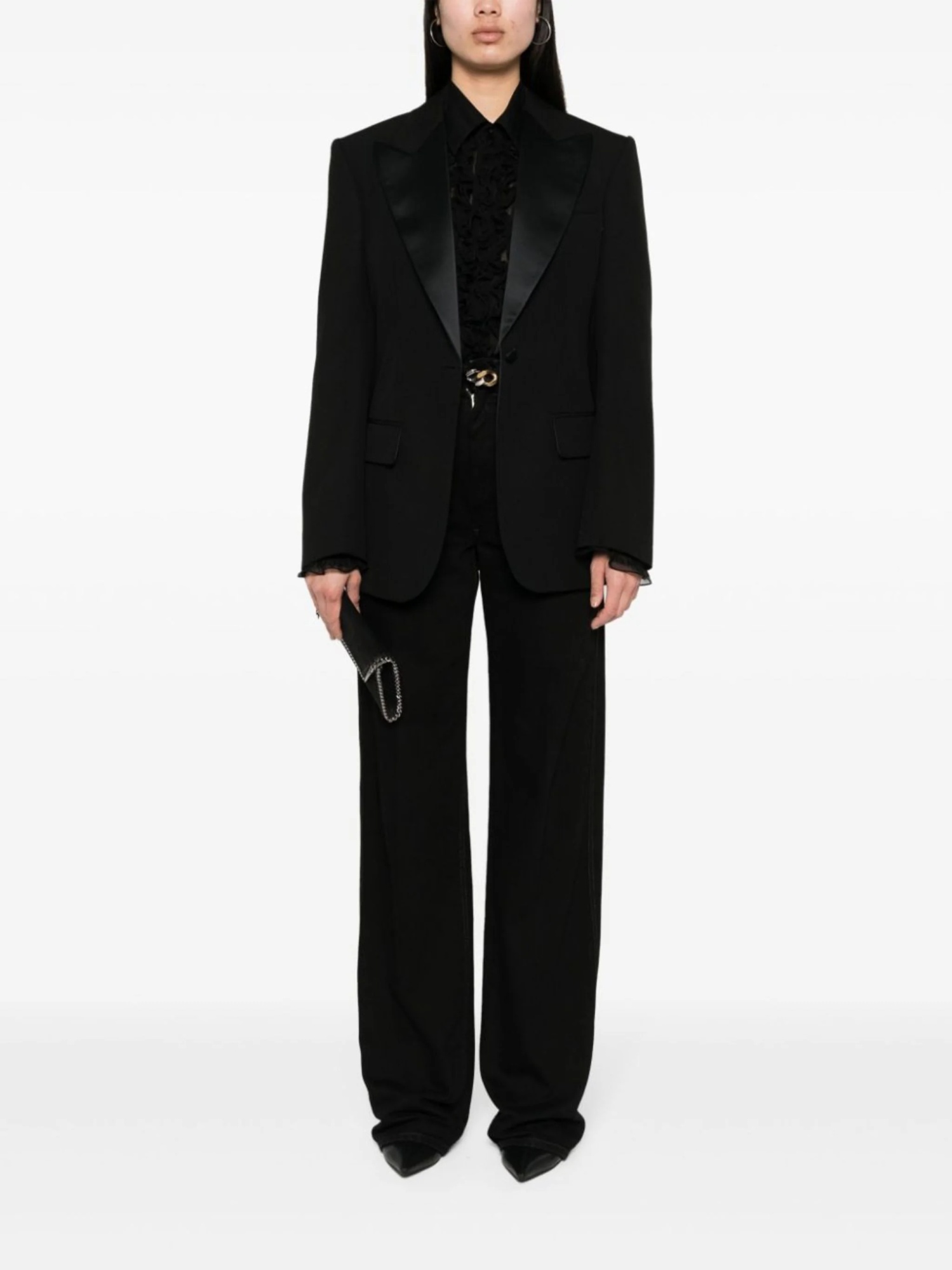 Stella Mccartney Single-breasted Curved Hem Blazer In Black