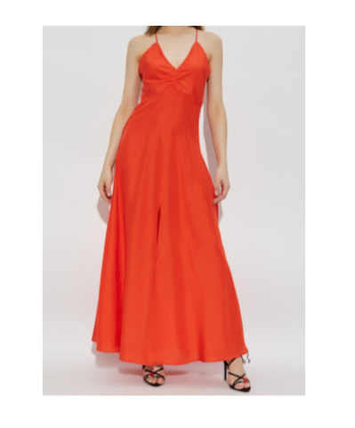 Shop Forte Forte Satin Maxi Dress In Red