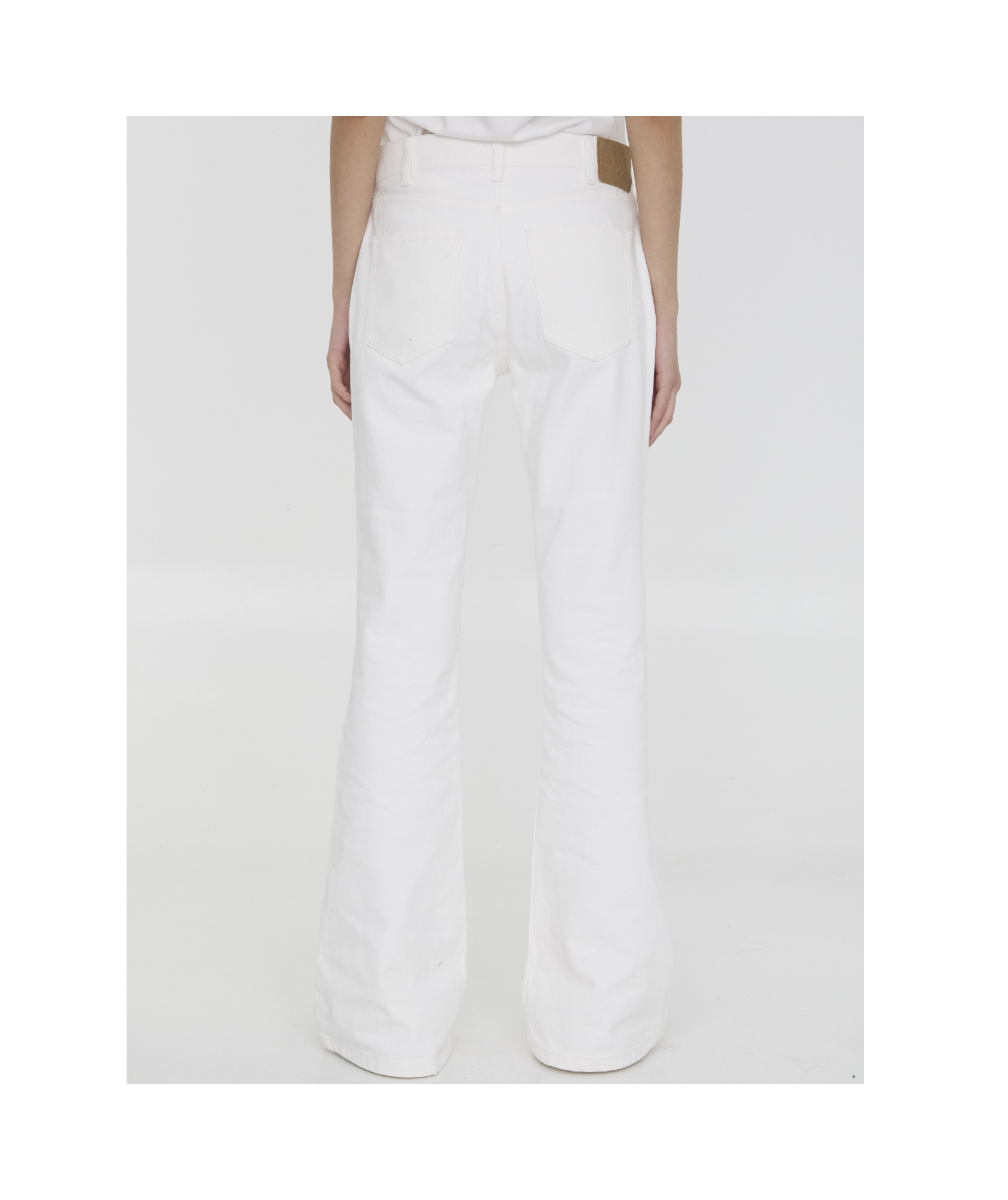 Celine Flared Leg White Denim Jeans For Women In White