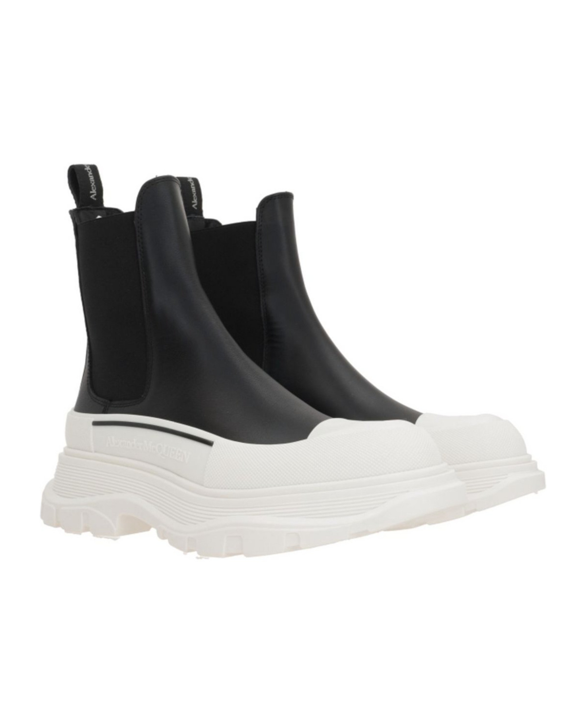 Alexander Mcqueen Black Nappa Leather Tread Slick Ankle Boots In Black