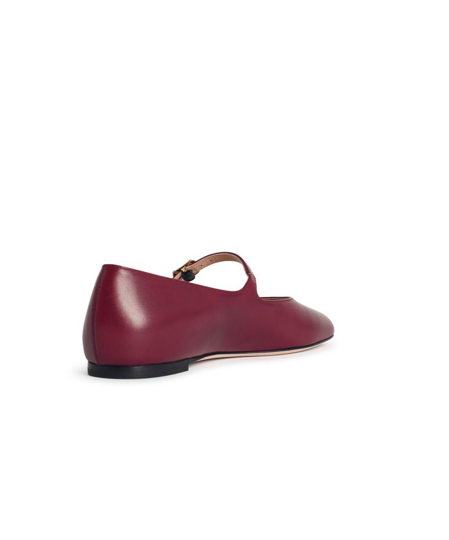 Bally Round Toe Leather Ballet Flats In Red