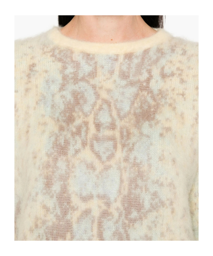 Forte Forte Snakeskin-pattern Crew-neck Sweater In Yellow