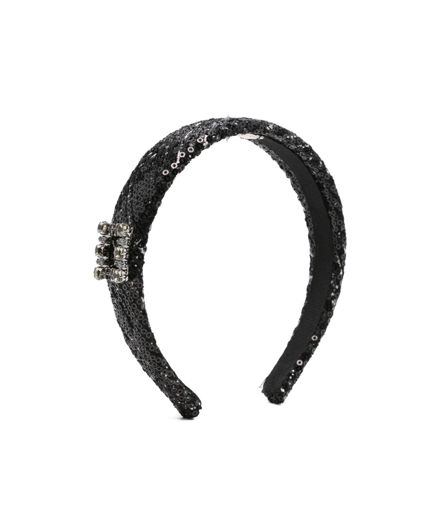 Roger Vivier Sequin-embellished Crystal Headband In Black